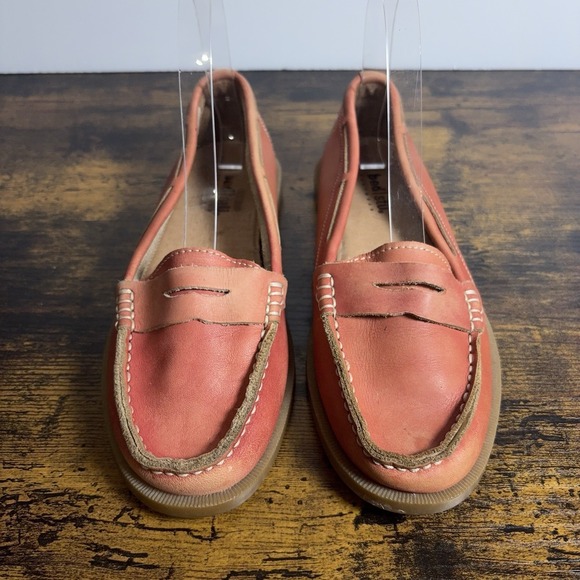 Bed Stu Shoes - Bed Stu Penny Loafers Womens Sz 7 Coral Pink Leather Distressed Classic